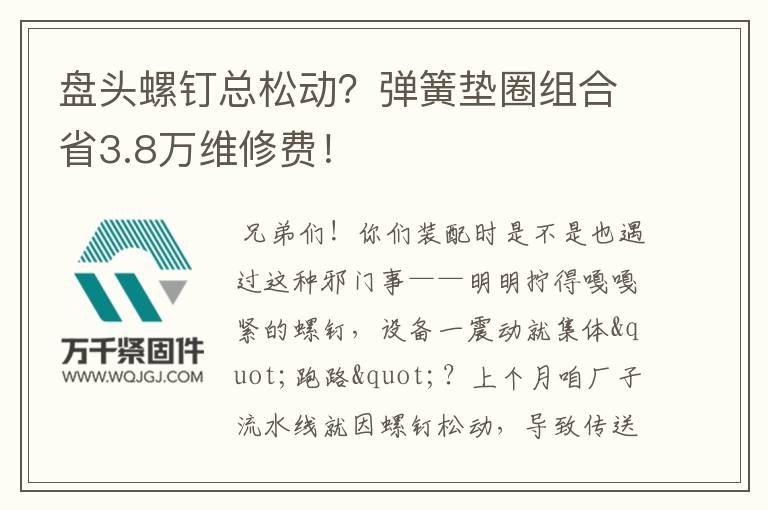 盤頭螺釘總松動?彈簧墊圈組合省3.8萬維修費!
