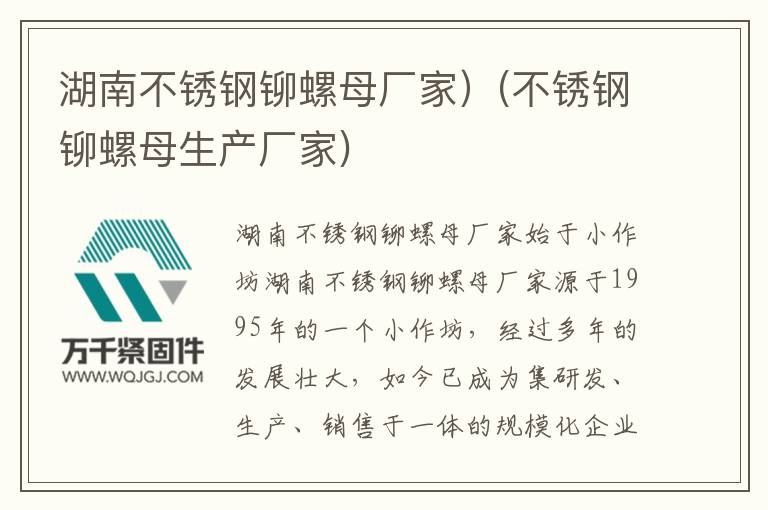 湖南不銹鋼鉚螺母廠家）(不銹鋼鉚螺母生產廠家)